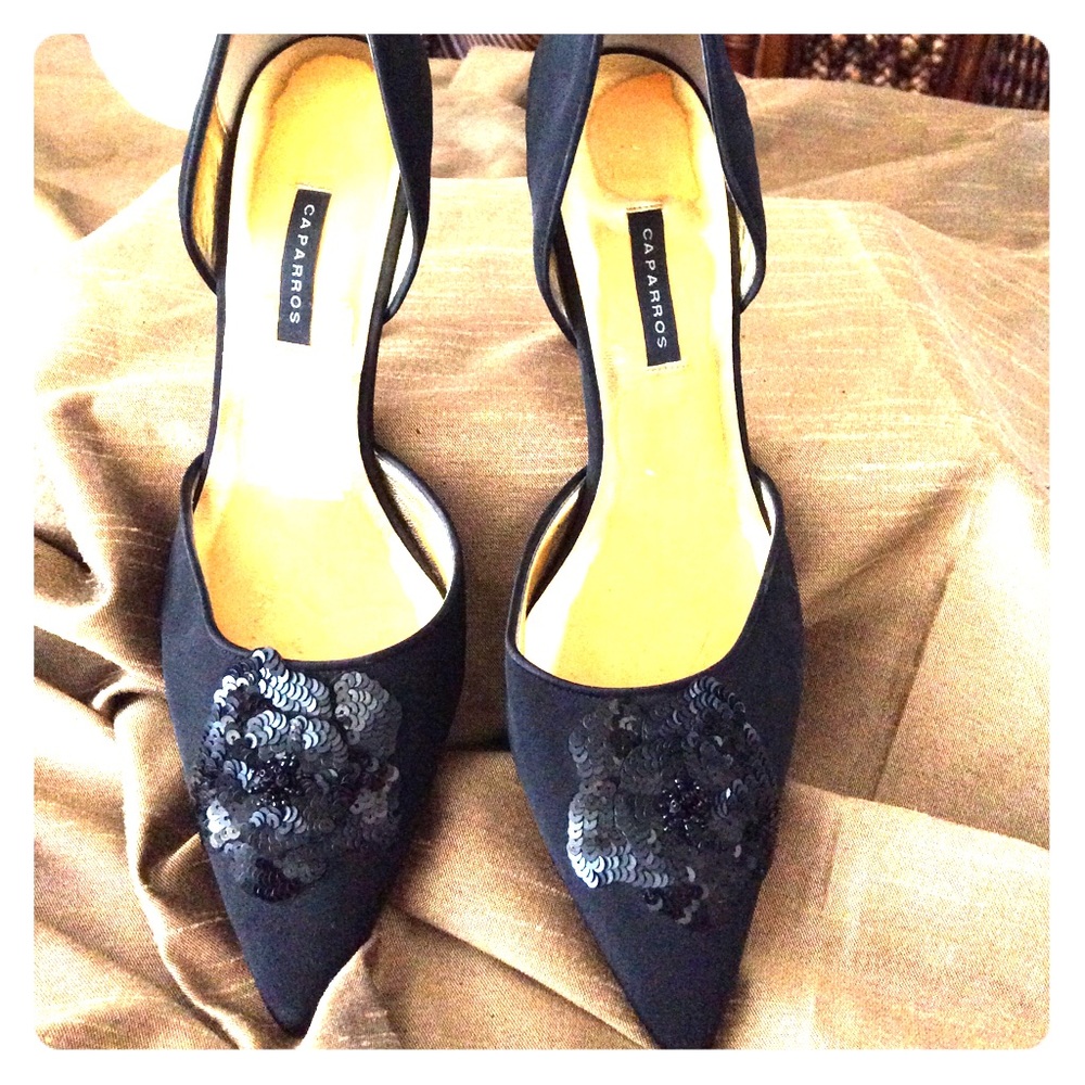 Caparros black Satin evening shoes